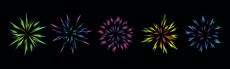 Obraz premium A stellar rainbow explosion in mango style. Big explosion of bomb, energy. Abstract holographic lenses, comic book style flashes. Anime. Vector illustration.