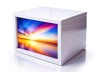 Fototapeta premium White Display Box Long Exposure, Minimalist Product Photography, Isolated Background