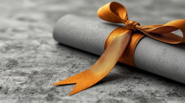 Elegant Diploma with Golden Ribbon on Textured Surface Perfect for Celebratory Themes
