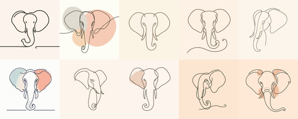 Fototapeta premium elephant head vector set