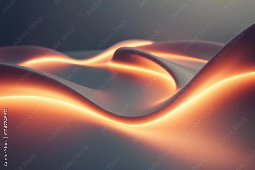 Aufkleber curved lines of light flowing smoothly across a textured surface in a serene environment