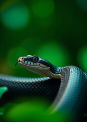 Fototapeta premium Natural snake with green bokeh bokeh green bokeh green abstract background light bright blur pattern