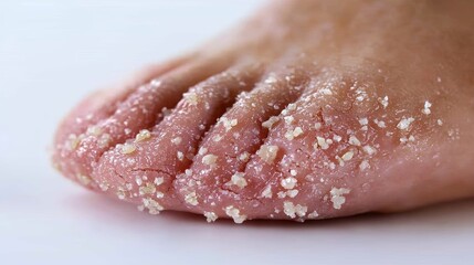 Close-up of a foot showing symptoms of eczema with dry skin and irritation
