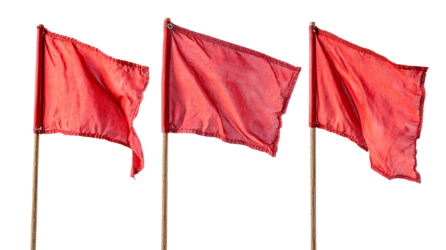 Raising red flags awareness campaign urban setting isolated on transparent background