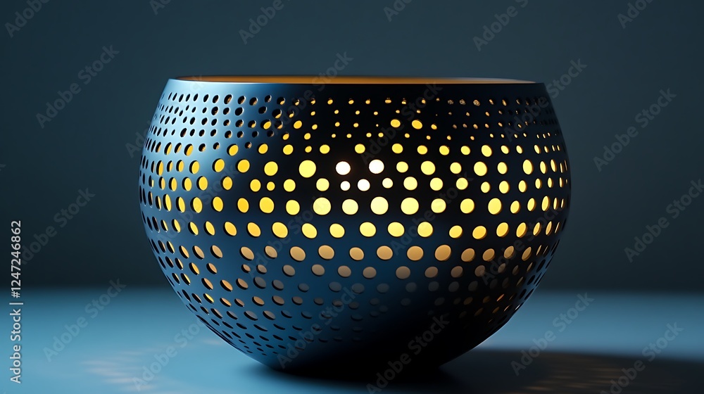 Aufkleber a pot with perforated circular patterns creating unique light effects