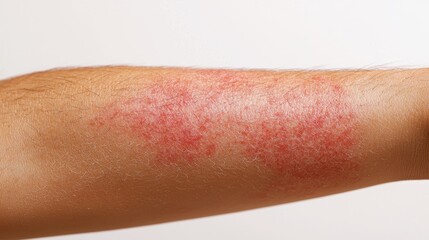 Close-Up of Red Eczema Rash on Forearm of a Person with Skin Condition