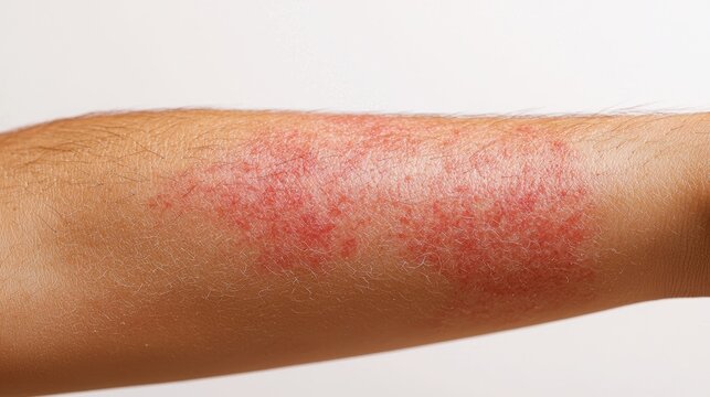 Close-Up of Red Eczema Rash on Forearm of a Person with Skin Condition