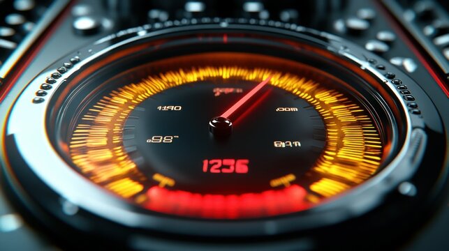 Futuristic Speedometer Dashboard High Speed Closeup