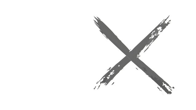 Bold hand painted red x cross mark rough brush str