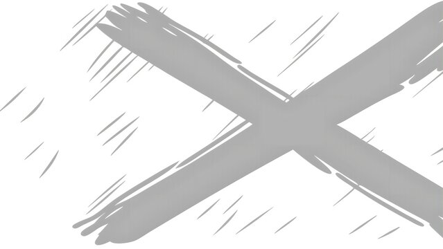 Bold hand painted red x cross mark rough brush str