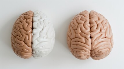 Fototapeta premium Comparison of Brain Hemispheres Illustrating Distinct Cognitive Functions and Specializations