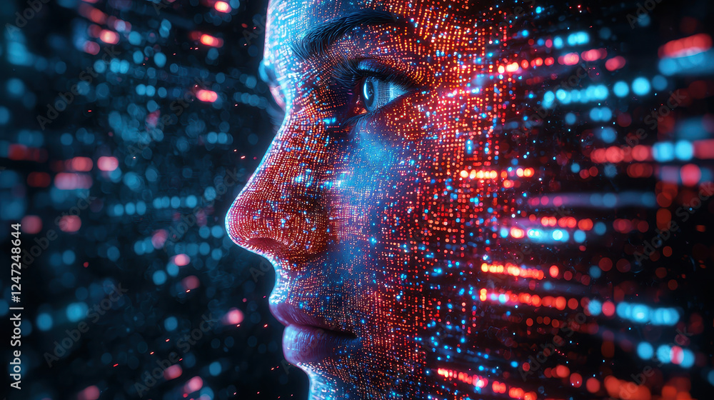 Poster explore the interface of artificial intelligence and human cognition through stunning 3d holograms o