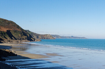 Fototapeta premium plage de bonaparte avec ses plus hautes falaises de bretagne. cote d'armor