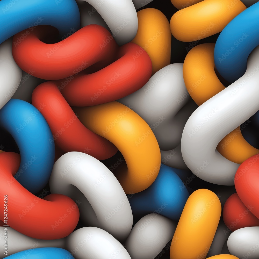 Poster colorful seamless pattern of twisted shapes creating a vibrant and dynamic design