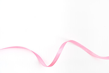 isolated pink ribbon cut out white valentine romantic background empty space