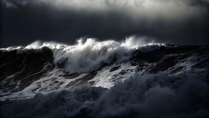 Fototapeta premium Close up view of turbulent big wave a stormy se