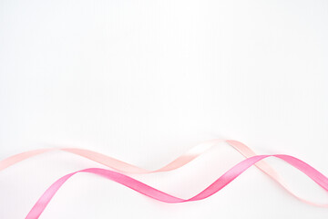 peach pink ribbon isolated cut out white valentine romantic background copy space