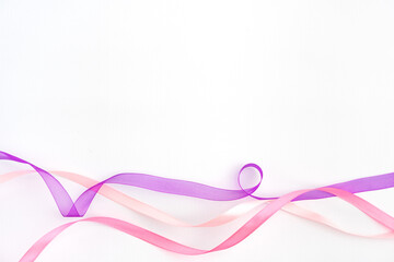 pink purple ribbon isolated cut out white valentine romantic background empty space