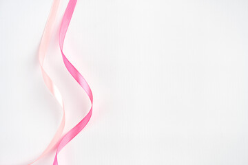 pink peach spiral ribbon isolated cut out white valentine romantic background copy space