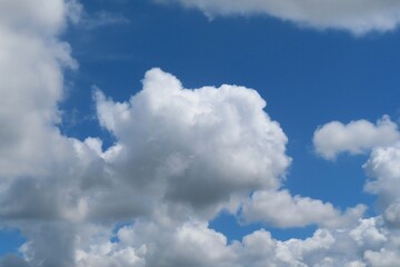 Beautiful cloudscape in blue sky, natural clouds background 