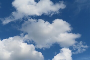 Beautiful cloudscape in blue sky, natural clouds background 