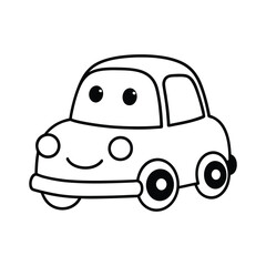 Fototapeta premium Cute Cartoon Car Coloring Page for Kids color page for kids