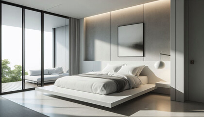 modern living room with bed