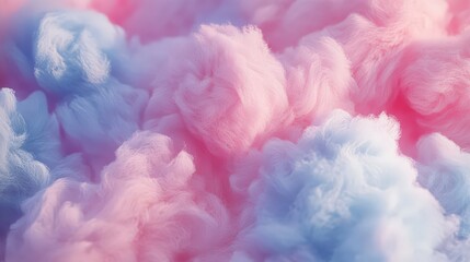 Fototapeta premium Dreamy Abstract Cotton Candy Clouds in Pastel Pink and Blue Hues