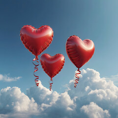 heart shaped balloons in the sky for valentine's day