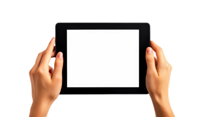 Interacting with digital tablet modern office technology indoor isolated on transparent background