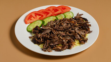 Turkish portion doner kebab top view