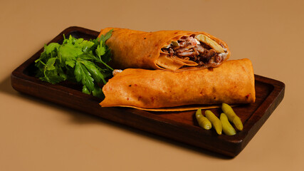 Lavash doner kebab or shawarma isolated
