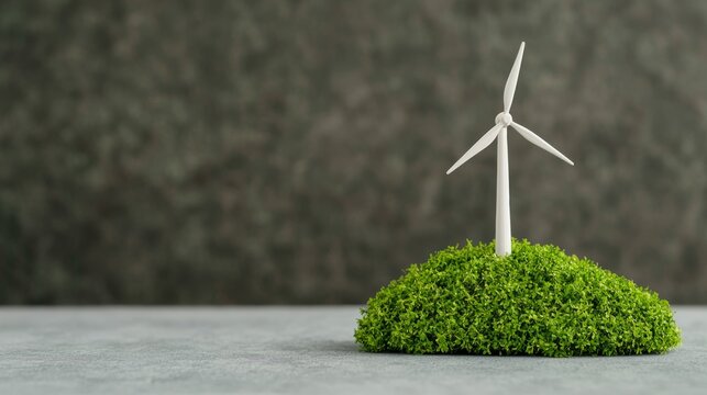 Conceptual Puzzle Featuring Renewable Energy with Wind Turbine on Green Landscape
