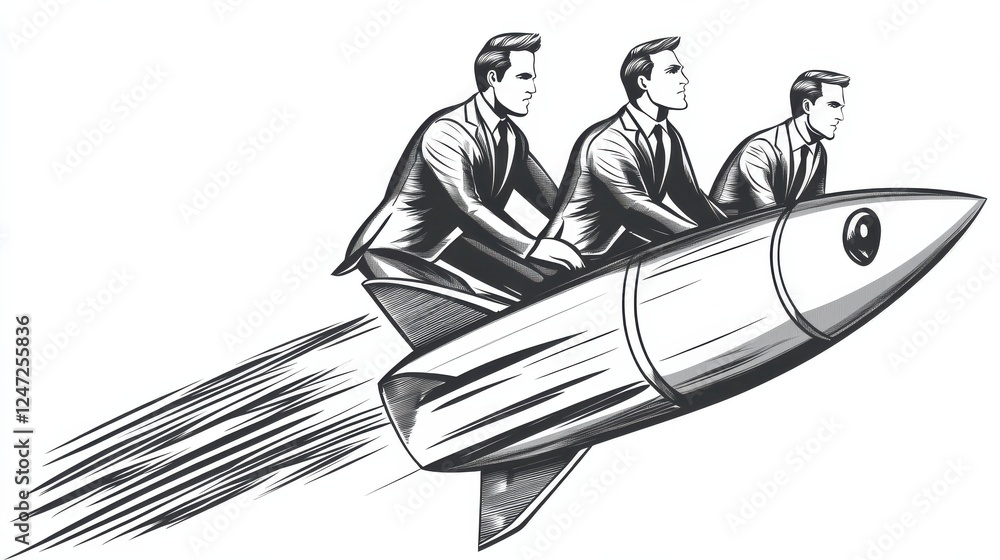 Poster business launching vector line icon isolated on white background. business launching line icon for i