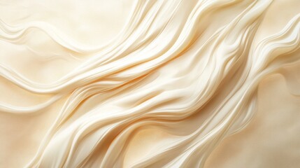 Obraz premium Soft cream texture forming waves on a transparent glass panel generative ai