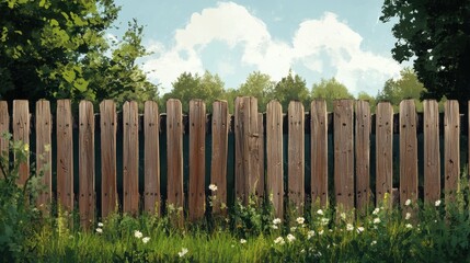 Fototapeta premium Old wooden fence in the countryside. Background