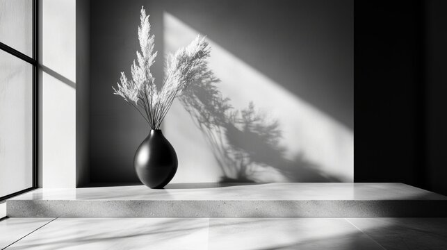 The black and white artistic conception of minimalist space