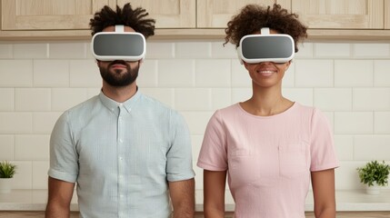 Engineers Using Augmented Reality Technology for Simulation in Modern Kitchen Environment