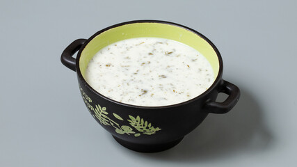 Dovga - yogurt soup bowl isolated 