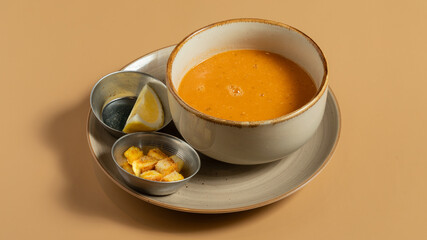 Lentil soup bowl isolated