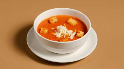 Tomato soup bowl isolated