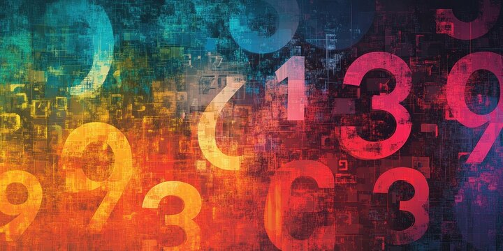 Abstract Colorful Background With Overlapping Numbers