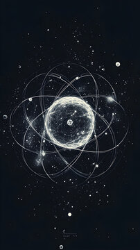 Exploring the Cosmos: A Modern Illustration of Atoms, Energy, Stars, Galaxies, and Dark Matter in an Abstract Design of the Universe's Infinite Beauty and Mysteries