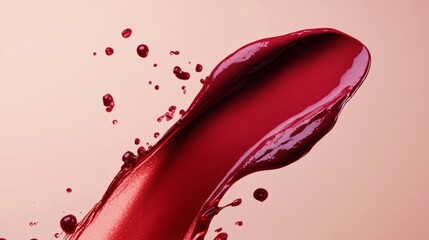 lipstick ,a dynamic bow, a cherry red shade, isolated on a peach background generative ai