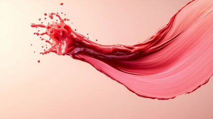 lipstick ,a dynamic bow, a cherry red shade, isolated on a peach background generative ai