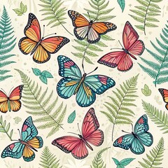 Tropical Seamless pattern with butterflies - an ideal solution for decorating a room and clothes