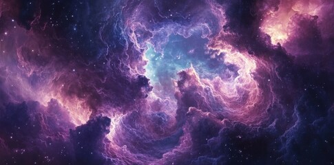 Fototapeta premium Cosmic Nebula Swirling Purple Hues Across Starry Expanse