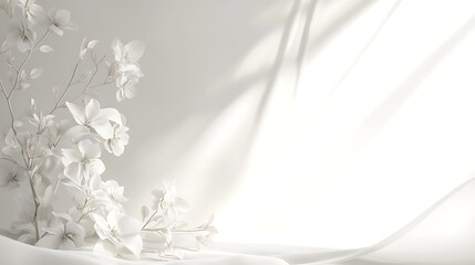 Elegant White Flowers and Soft Draped Fabric