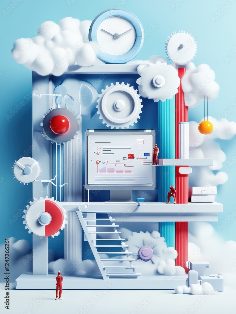 Poster web development and support abstract concept vector illustration set. website maintenance, automatio
