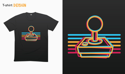 Retro old school joystick. Retro vintage controller design. Retro vintage style .Vintage arcade t-shirt. T-shirt mock up vector. Eps 10 vector . Old video game console © iCreativePrints